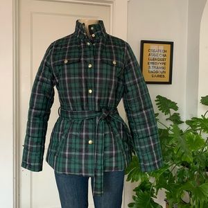 J. Crew plaid puffer with belt